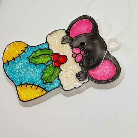 Cute Mouse Christmas Tree Ornaments Set Of 2 - Stocking & Candy Cane Designs - Picture 6 of 7